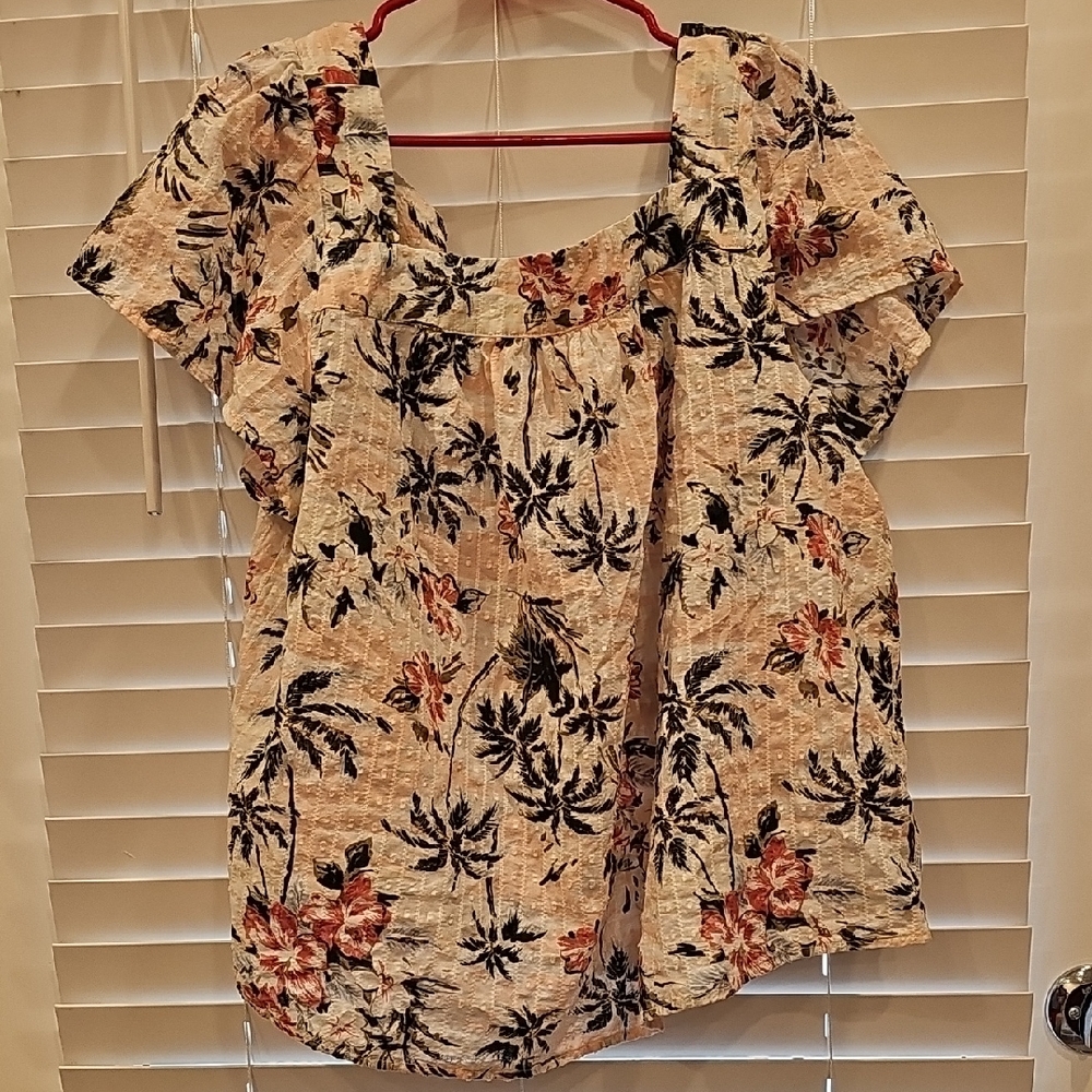 Torrid Cream and Black Floral Blouse